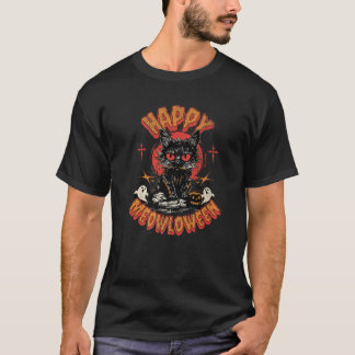 ハッピーメーロウィーンコスチューム猫猫好きハロー Tシャツ
