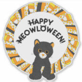 ハッピーメーロウィーンブラックキャットハロウィーンキャンディーコーン シール (正面)