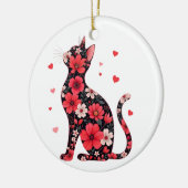 ハッピーメーントンズデイフローラキャットバレンタインデー セラミックオーナメント (左)