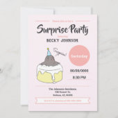 ハッピーモクサプライズ誕生日パーティー、ピーチピンク 招待状 (正面)