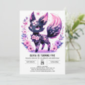 ハッピーモダンキツネデジタル誕生日 招待状 (スタンド正面)