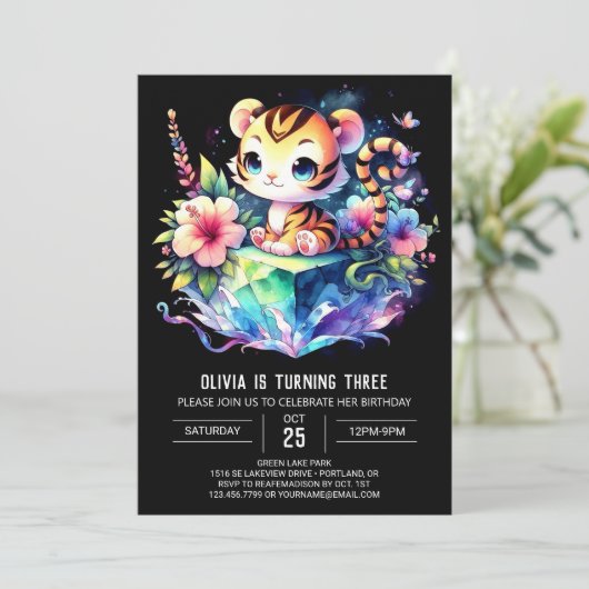 ハッピーモダンタイガー誕生日 招待状 (スタンド正面)