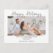 ハッピーモダンホリデーズフォトクリスマスポストカード ポストカード (正面)