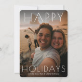 ハッピーモダンホリデー写真クリスマスメッセージ シーズンカード (正面)