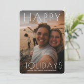 ハッピーモダンホリデー写真クリスマスメッセージ シーズンカード (スタンド正面)