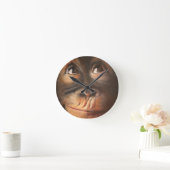 ハッピーモンキー笑顔の油絵オランウータン ラウンド壁時計 (ホーム)