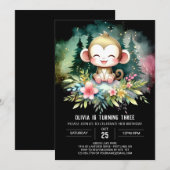 ハッピーモンキー誕生日 招待状 (正面/裏面)