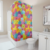 ハッピーモンスタカラフルーズ・パターン シャワーカーテン (インサイチュ)