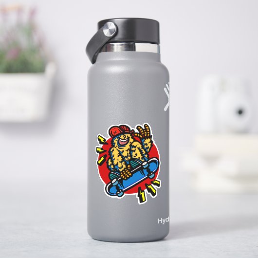 ハッピーモンスターオンスケートボード4"キスカットビニル シール (HydroFlask)