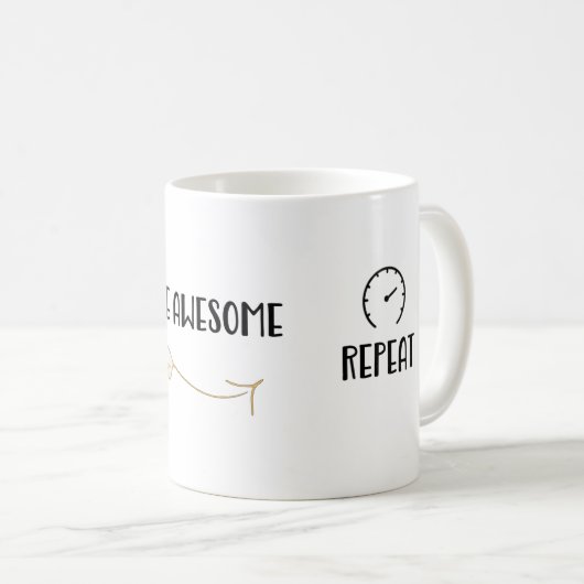 ハッピーモーニング素晴らしを繰り返して目覚める コーヒーマグカップ (正面右)