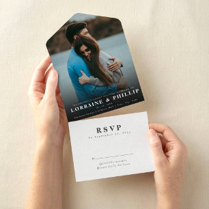 ハッピーモーメエレガントントRSVP結婚's オールインワン招待状