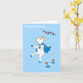 ハッピーヤギ春グリーティングカード カード (黄色い花)