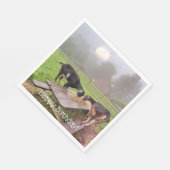 ハッピーヤートサンセット誕生日 スタンダードランチョンナプキン (角)