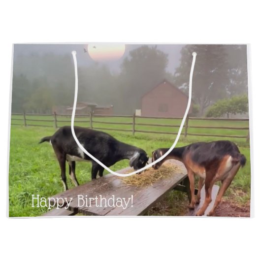 ハッピーヤートサンセット誕生日 ラージペーパーバッグ (正面)