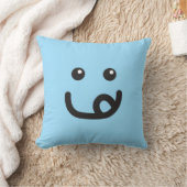 ハッピーユミー顔_ベビーブルー クッション (ブランケット)