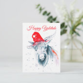 ハッピーユレタイドクリスマスヤギの休日はがき シーズンポストカード (スタンド正面)