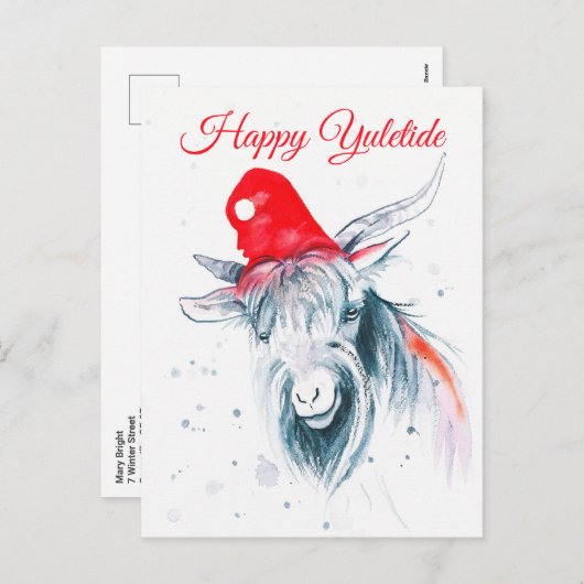ハッピーユレタイドクリスマスヤギの休日はがき シーズンポストカード (正面/裏面)