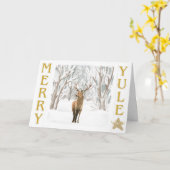 ハッピーユール(キリスト降誕祭)ウッドランドシーン折り畳みグリーティングカード カード (黄色い花)