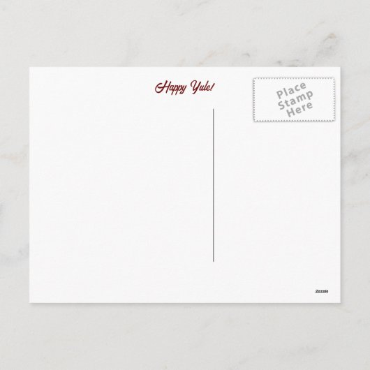 ハッピーユール（キリスト降誕祭）ユニコーンと（鳥）ショウジョウコウカンチョウ シーズンポストカード (裏面)