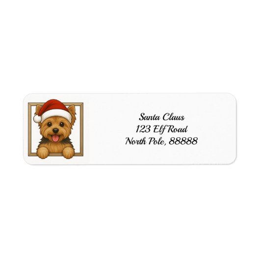 ハッピーヨークシャーテリアクリスマス差出人住所 ラベル (正面)