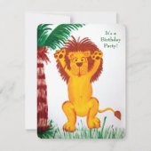 ハッピーライオンとジャングルの誕生日パーティー 招待状 (正面)