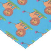 ハッピーライオンと蝶の漫画イラストレーション テーブルクロス (アングル)