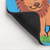 ハッピーライオンと蝶の漫画イラストレーション マウスパッド (コーナー)