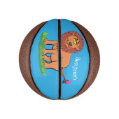 ハッピーライオンと蝶の漫画イラストレーション ミニバスケットボール (縦)