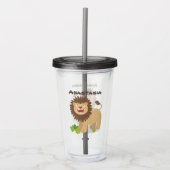 ハッピーライオンの轟音の漫画イラストレーション アクリルタンブラー (正面)