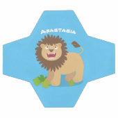 ハッピーライオンの轟音の漫画イラストレーション サッカーボール (フラット)