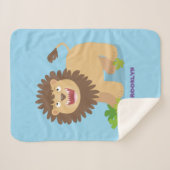 ハッピーライオンの轟音の漫画イラストレーション シェルパブランケット (正面(横))