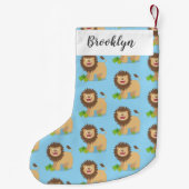 ハッピーライオンの轟音の漫画イラストレーション スモールクリスマスストッキング (裏面)