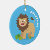 ハッピーライオンの轟音の漫画イラストレーション セラミックオーナメント (右)