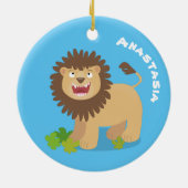 ハッピーライオンの轟音の漫画イラストレーション セラミックオーナメント (裏面)