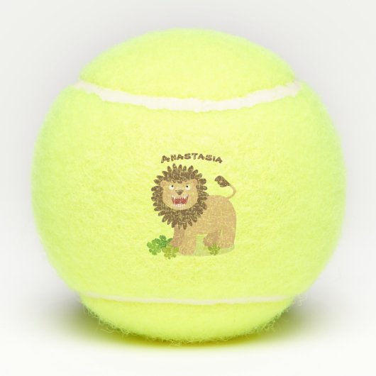 ハッピーライオンの轟音の漫画イラストレーション テニスボール (裏面)