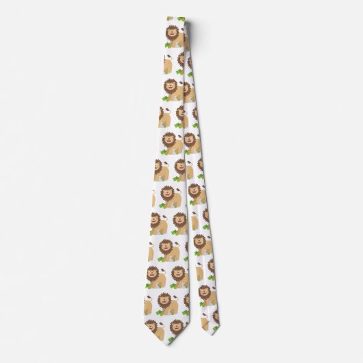 ハッピーライオンの轟音の漫画イラストレーション ネクタイ (正面)