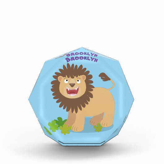 ハッピーライオンの轟音の漫画イラストレーション フォトブロック (正面)