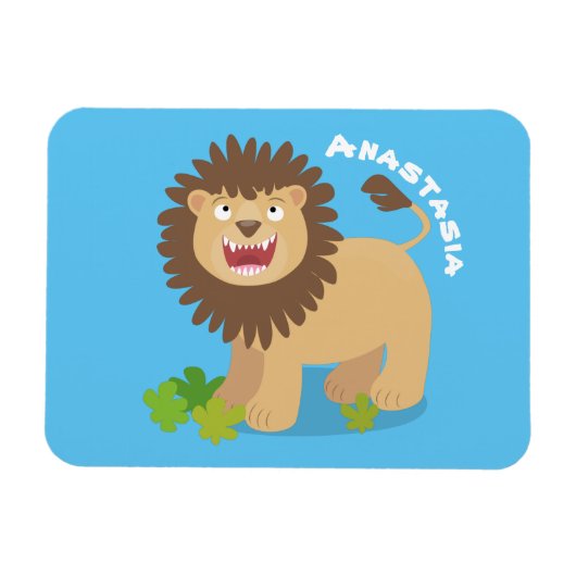 ハッピーライオンの轟音の漫画イラストレーション マグネット (横)