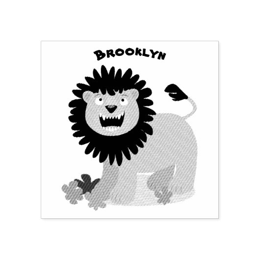 ハッピーライオンの轟音の漫画イラストレーション ラバースタンプ (インプリント)