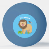 ハッピーライオンの轟音の漫画イラストレーション 卓球ボール (裏面)