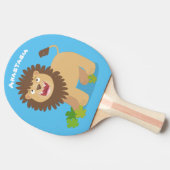 ハッピーライオンの轟音の漫画イラストレーション 卓球ラケット (横)