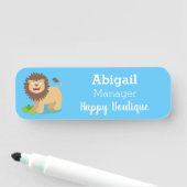 ハッピーライオンの轟音の漫画イラストレーション 名札 (インサイチュ)