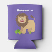 ハッピーライオンの轟音の漫画イラストレーション 缶クーラー (裏面)