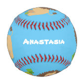 ハッピーライオンの轟音の漫画イラストレーション 野球ボール (裏面)