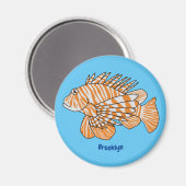 ハッピーライオンフィッシュ漫画イラストレーション マグネット (正面/裏面)