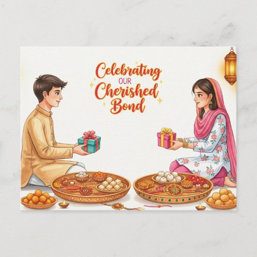 ハッピーラキー、ラクシャバンドハン ポストカード (正面)