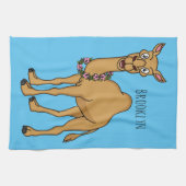 ハッピーラクダ漫画イラストレーション キッチンタオル (横)