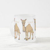 ハッピーラクダ漫画イラストレーション フロストグラスマグカップ (正面左)