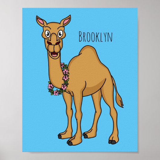 ハッピーラクダ漫画イラストレーション ポスター (正面)