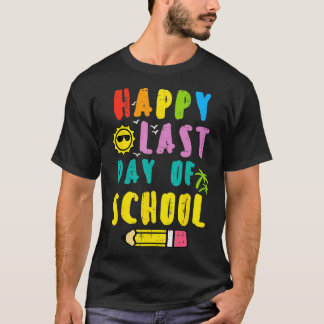 ハッピーラストデイオブスクールペンシル先生少年少女 Tシャツ
